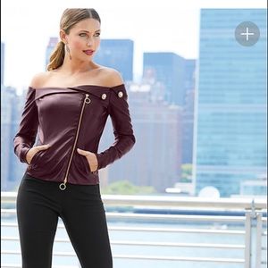 Faux leather zipper top